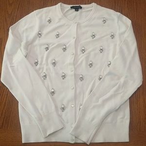 Ann Taylor White Jewel Cardigan